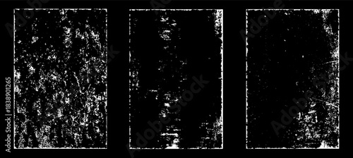 Grunge worn paper effect. Overlay texture stamps with old paper. Stamps distress grain surface dust and rough background concept. Illustration place over object to create grunge effect. Vector EPS10.
