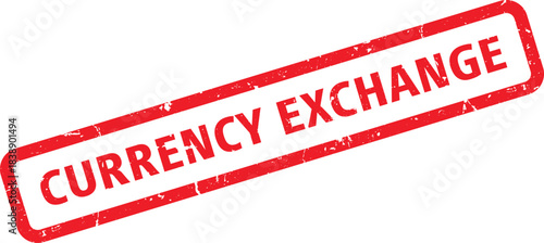 Currency Exchange Rubber Stamp Red Ink on White, Finance, and Business Concept