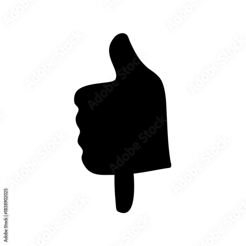 Black silhouette of hand showing a negative thumbs down