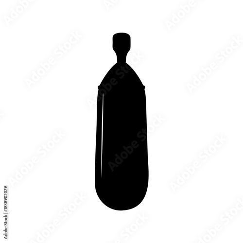 Punching bag fitness training equipment silhouette on white