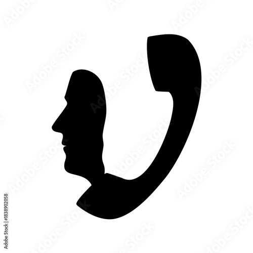 Abstract human profile and telephone receiver graphic design