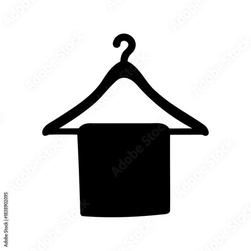 Minimalist clothes hanger icon with folded garment or towel
