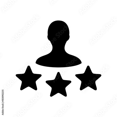 Customer satisfaction icon with user profile and three stars