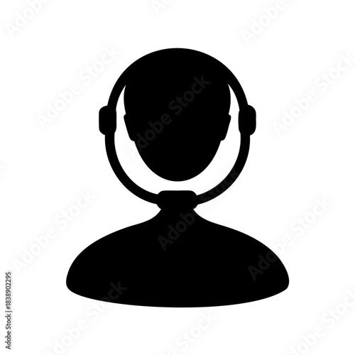 User with headphones avatar icon. customer support symbol.