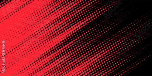 Halftone dots red and blue color pattern gradient grunge texture background. Dot pop art comic sport style vector