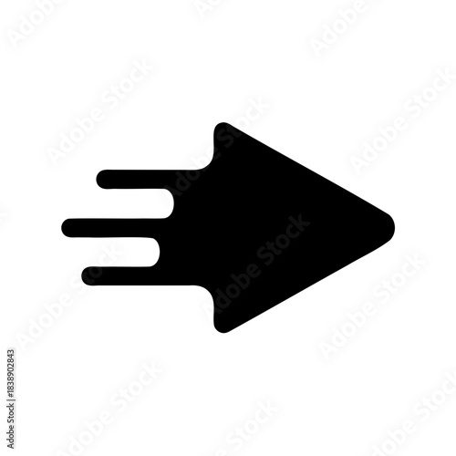 Abstract black arrow icon with motion effect vector graphic