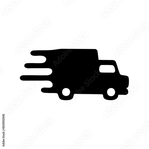 Fast delivery truck icon with speed lines, speedy shipping