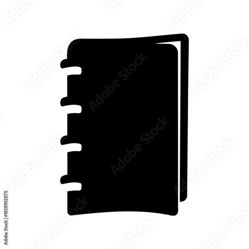 Black hand-drawn spiral notebook icon for notes and learning
