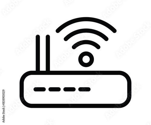 Wireless Router Icon with Signal Bars and Connection Indicators