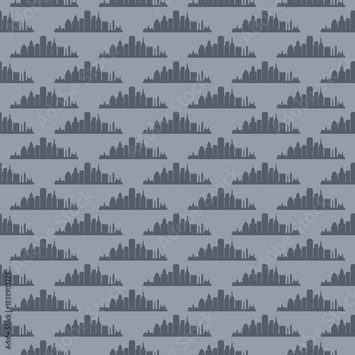 City seamless pattern isolated on color background