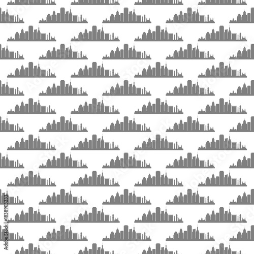 City seamless pattern isolated on white background