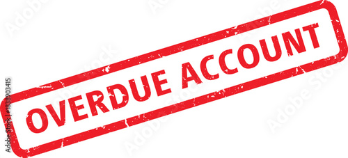 Distressed Red Overdue Account Rubber Stamp on White Background Financial Concept