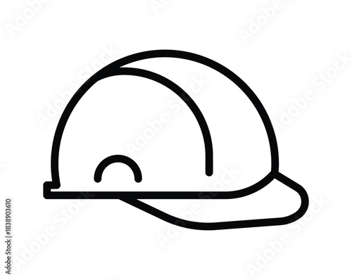 Simple Outline of a Construction Helmet in Black and White Style