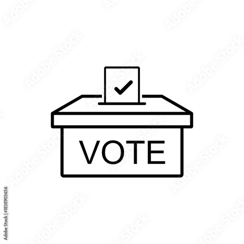 Voting ballot box line icon. flat vector illustration design