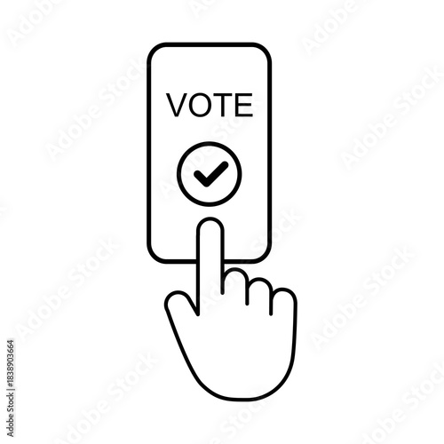 Online voting line icon, Sign of internet voting via mobile phone. Web election symbol. flat vector illustration design
