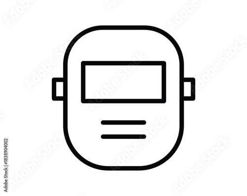 Simple Line Art Illustration of a Welding Mask on a White Background