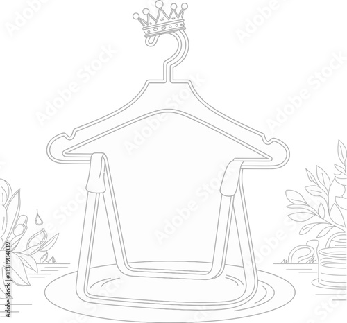 Elegant hanger crowned with regal symbolism and flowing garments