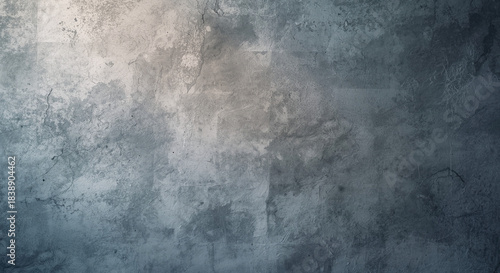  Atmospheric grey blue concrete wall texture with subtle grunge details and vignette lighting for abstract background or modern design backdrop