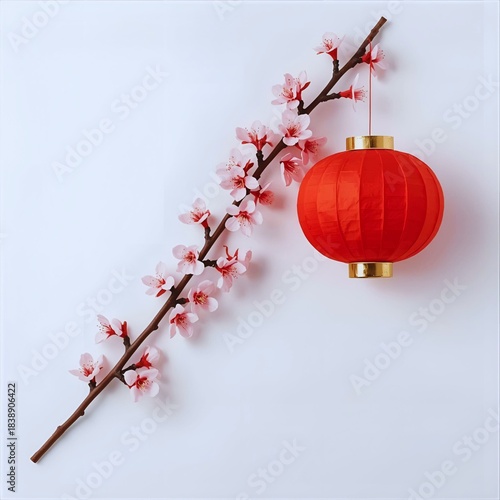 chinese lantern with cherry blossom
