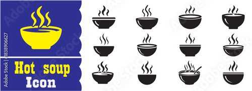 Set of Hot soup icon, Hot soup vector collection