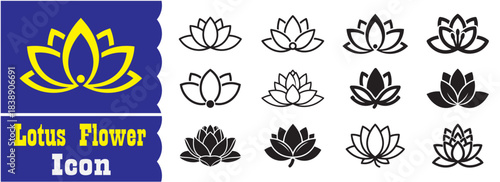 Set of Lotus Flower icon, Lotus Flower vector collection