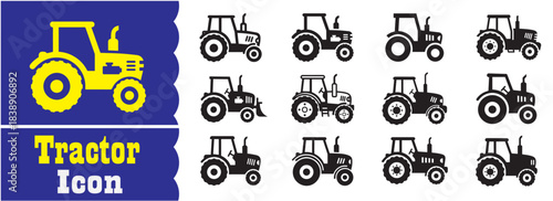 Set of Tractor icon, Tractor vector collection