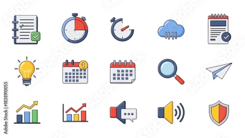 Business and Productivity Icons A Comprehensive Set for Modern Workflows and Project Management