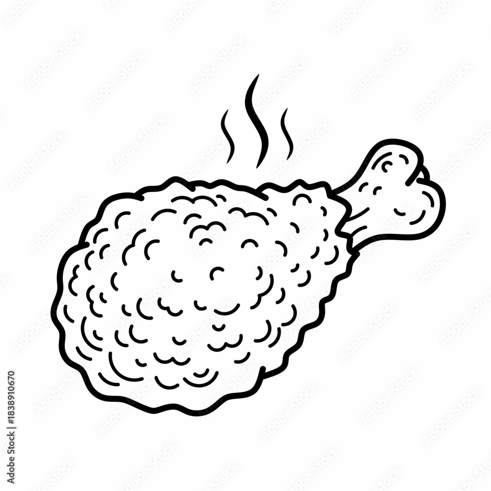Fototapeta premium Crispy fried chicken drumstick food icon