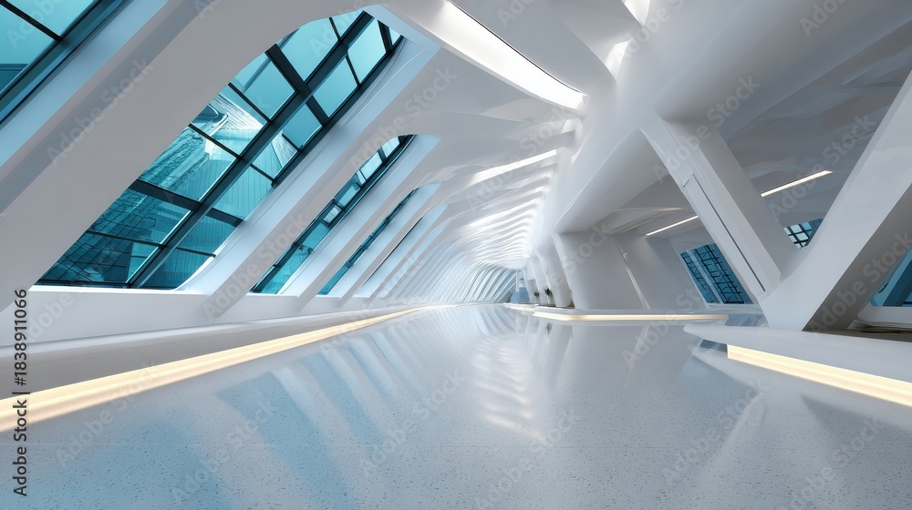 Obraz premium Futuristic urban interiors modern architectural design showcase in digital renderings