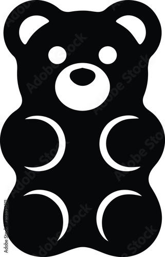 Minimalist black gummy bear candy silhouette vector icon