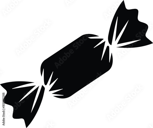 Minimalist black wrapped hard candy sweet silhouette vector icon