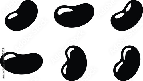 Set of Minimalist black jelly bean candy silhouette vector icon