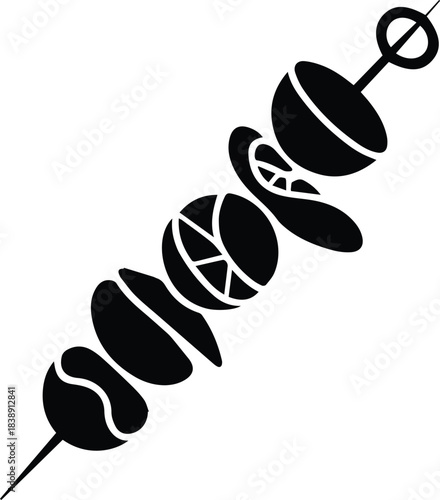 Minimalist black shish kebab skewer food silhouette vector icon