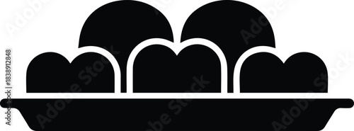 Minimalist black tray of cookies bakery silhouette vector icon