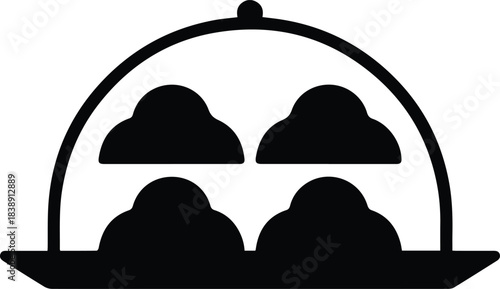 Minimalist black tray of cookies bakery silhouette vector icon