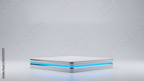 Empty Silver Pedestal for Product Advertising in a Modern Technology Environment.
