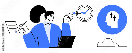Time management concept. Time-related tools and icons inspire productivity and effective goal setting. Time management boosts efficiency, prioritization, and organizational skills. Perfect