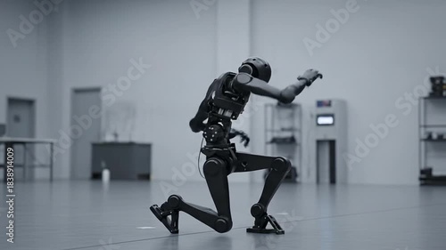 Dynamic Robot Dance Performance in a Modern Studio Setting.