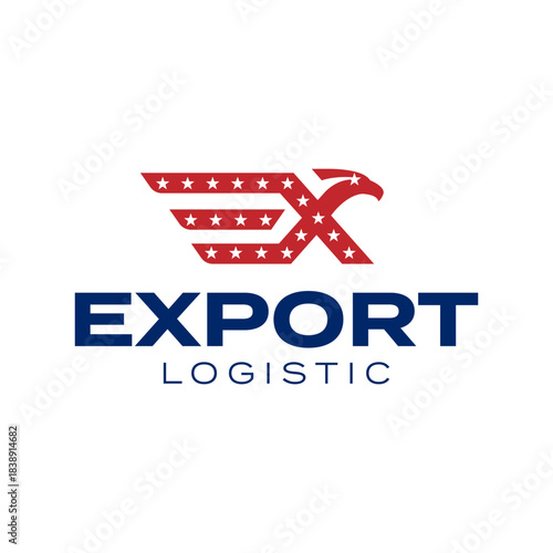 Modern Eagle EX Letter Logistics Logo Design Vector