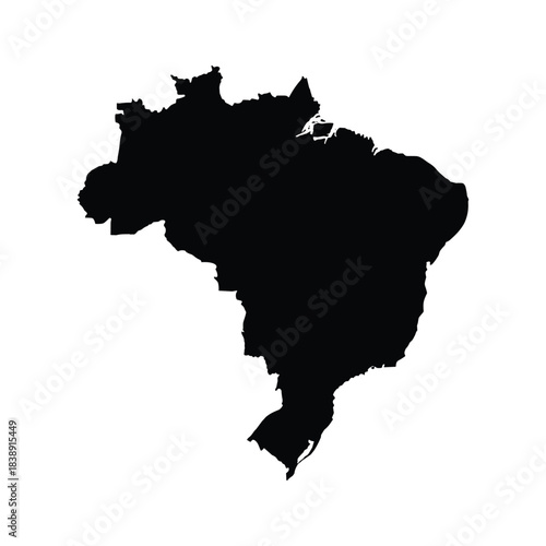 Black silhouette map of brazil country shape isolated on for graphic design element