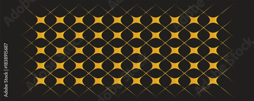 Golden stars pattern on black background creates a luxurious and elegant design with a modern and sophisticated touch 