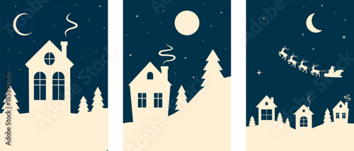 winter postcards set