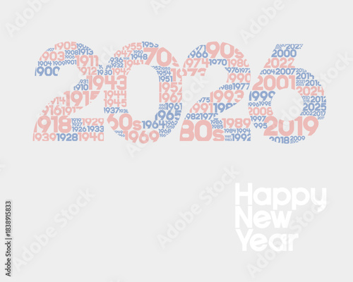 Graphic for Happy New Year 2026. The value of stillness is the hallmark of the year. It represents the past history for contemplation in the pursuit of peace. Vector, Illustration.