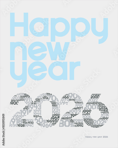 Graphic for Happy New Year 2026. The value of stillness is the hallmark of the year. It represents the past history for contemplation in the pursuit of peace. Vector, Illustration.