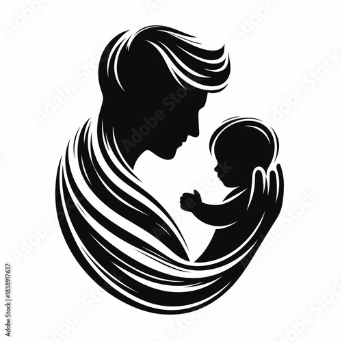 Father holding baby silhouette