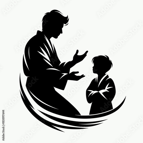 Father teaching silhouette