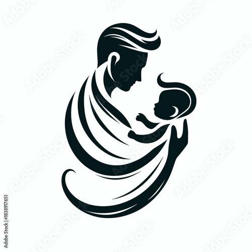 Father holding baby silhouette
