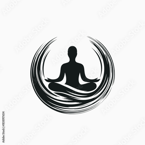 Meditating person mindfulness silhouette