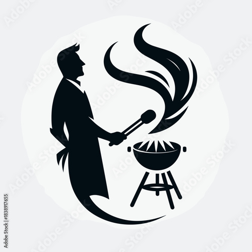 Dad grilling silhouette