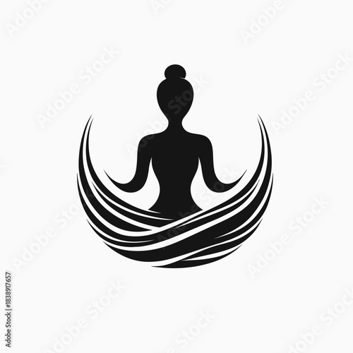 Meditating person mindfulness silhouette